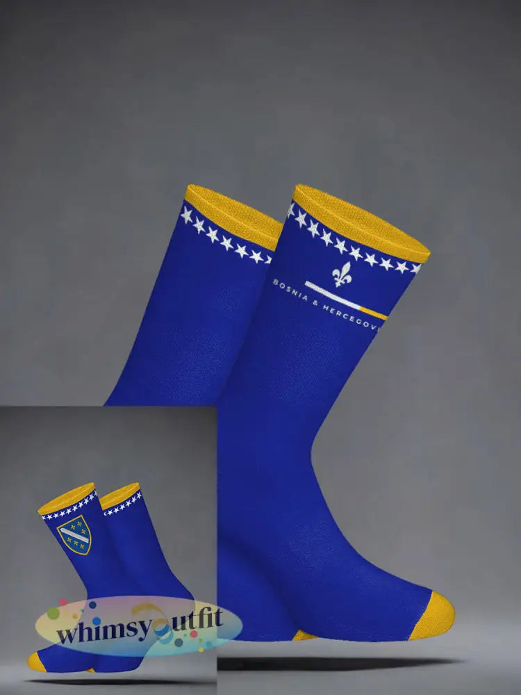 Bosnia Football Lover ZMAJEVI Gedrukte Sokken - Blauw / ÉÉN