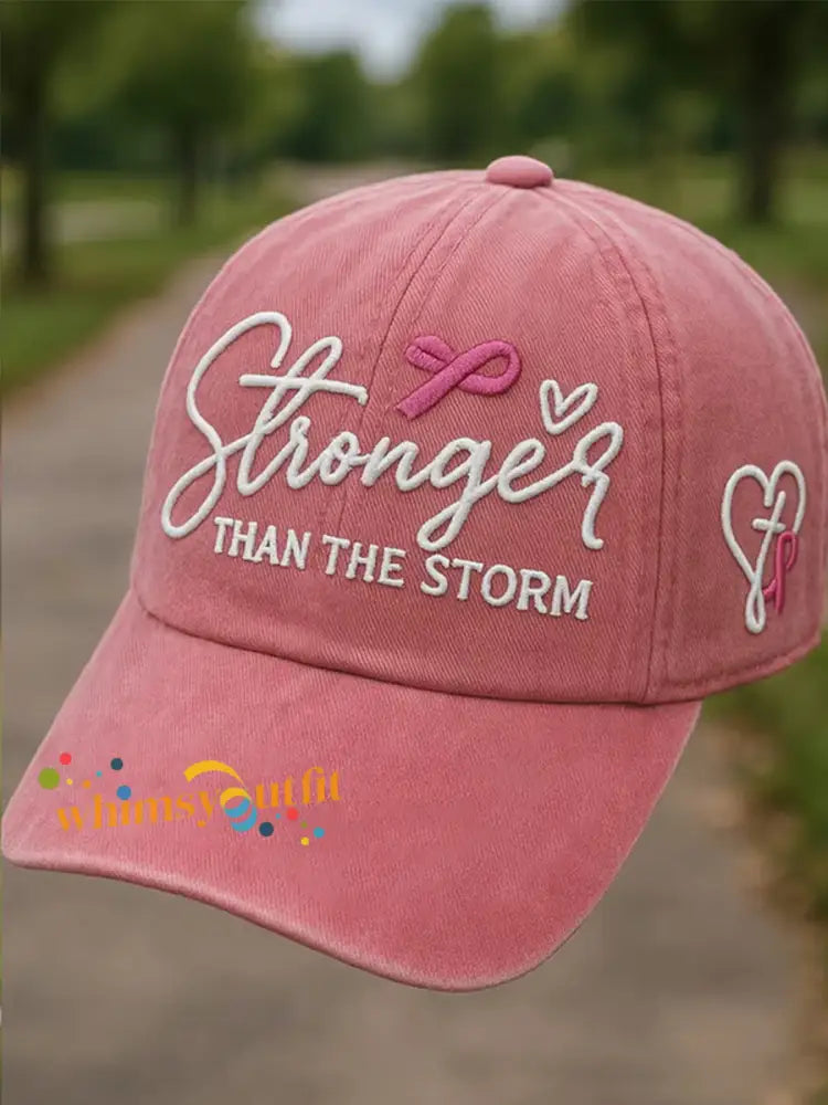 Breast Cancer Awareness Pink Ribbon Print Unisex Hat Pink / ONE