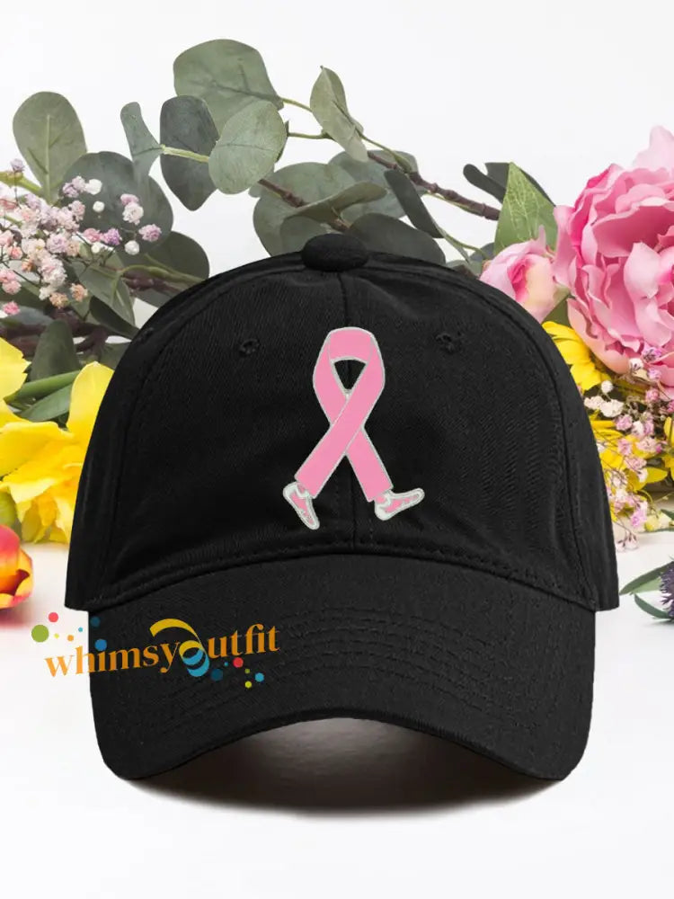 Breast cancer pink ribbon unisex hats Black / ONE