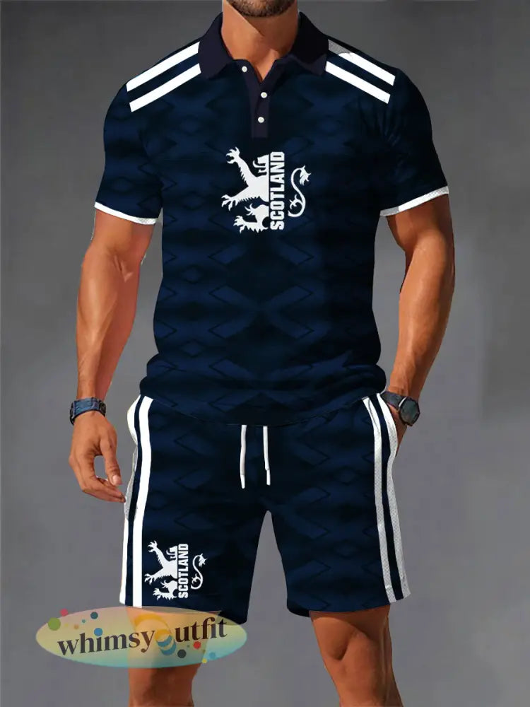 Britse voetballiefhebbers voor heren Schotland geprinte sets - Marineblauw / S