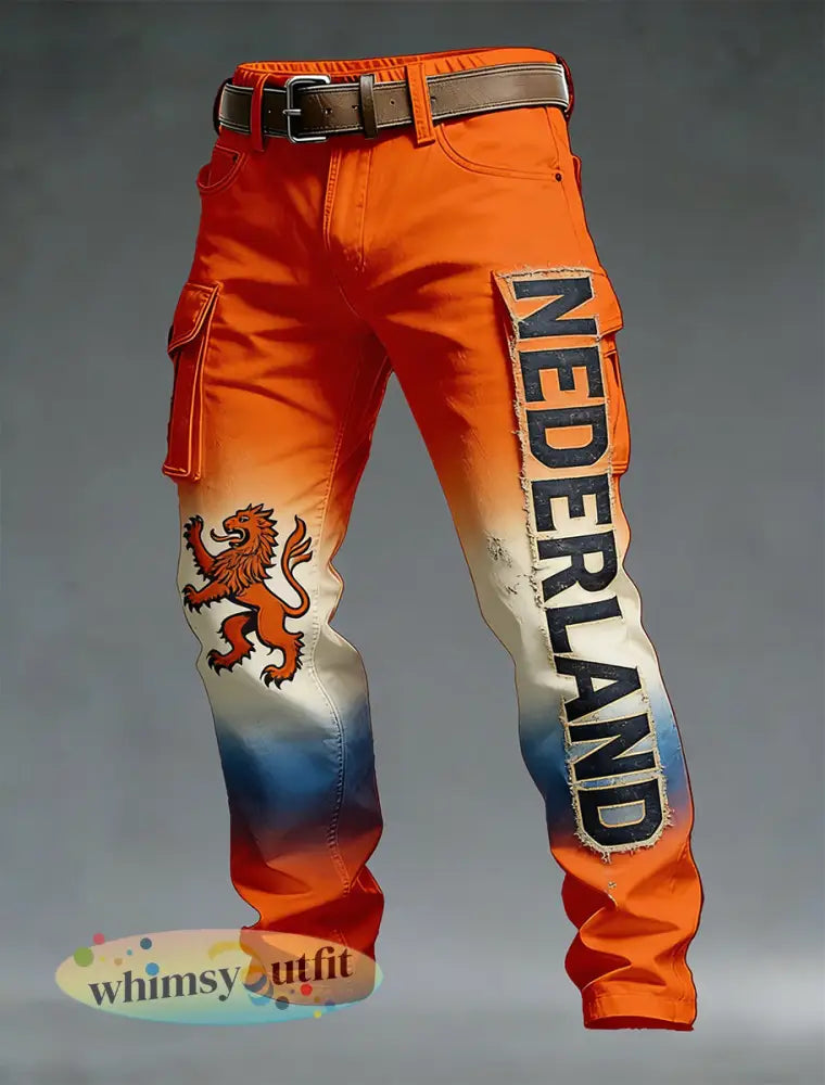 Casual broeken met koningsdagprint voor heren - A / S