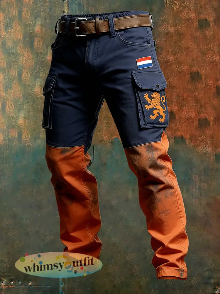 Casual broeken met koningsdagprint voor heren - A / S
