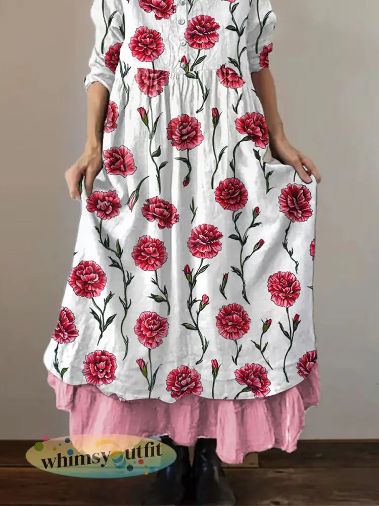 Casual damesjurk met anjerprint