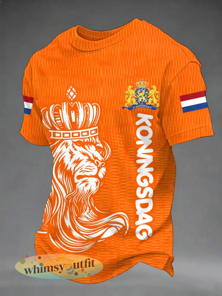 Casual heren koningsdag print - Sinaasappel / S