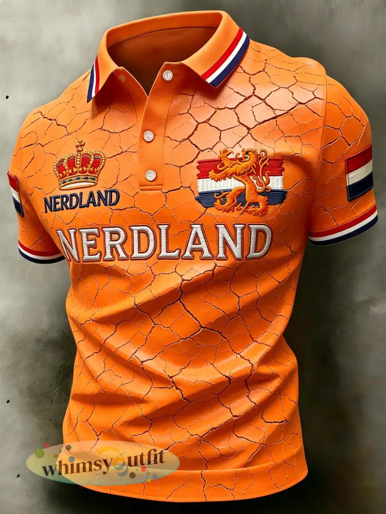 Casual poloshirt voor heren met geborduurd leeuwenmotief en print - A / S