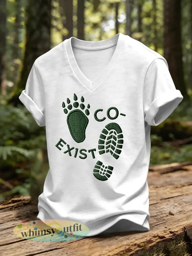 Casual T-shirt met CO-EXIST print voor dames - Wit / S