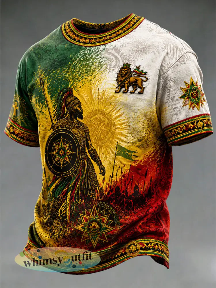 Casual t-shirt voor heren met reggaeprint - als foto / S