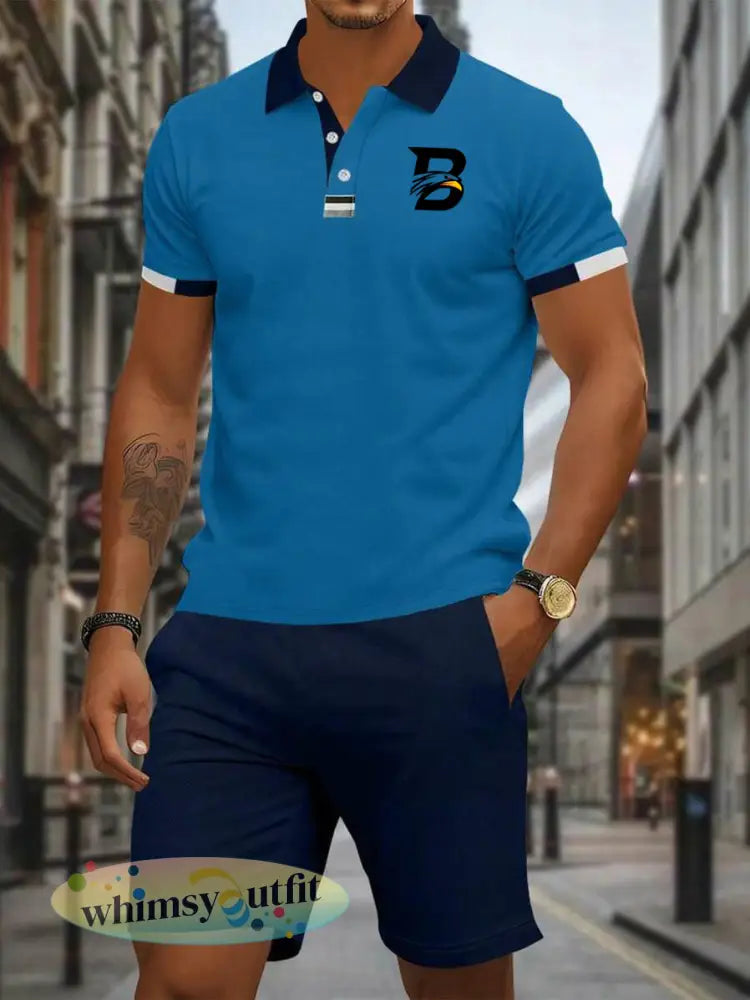 Casual zakelijke korte mouwen pak voor heren - Blauw / S