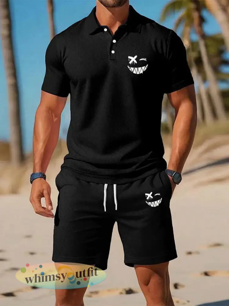 Casual zakelijke poloset met korte mouwen voor heren - Zwart / S