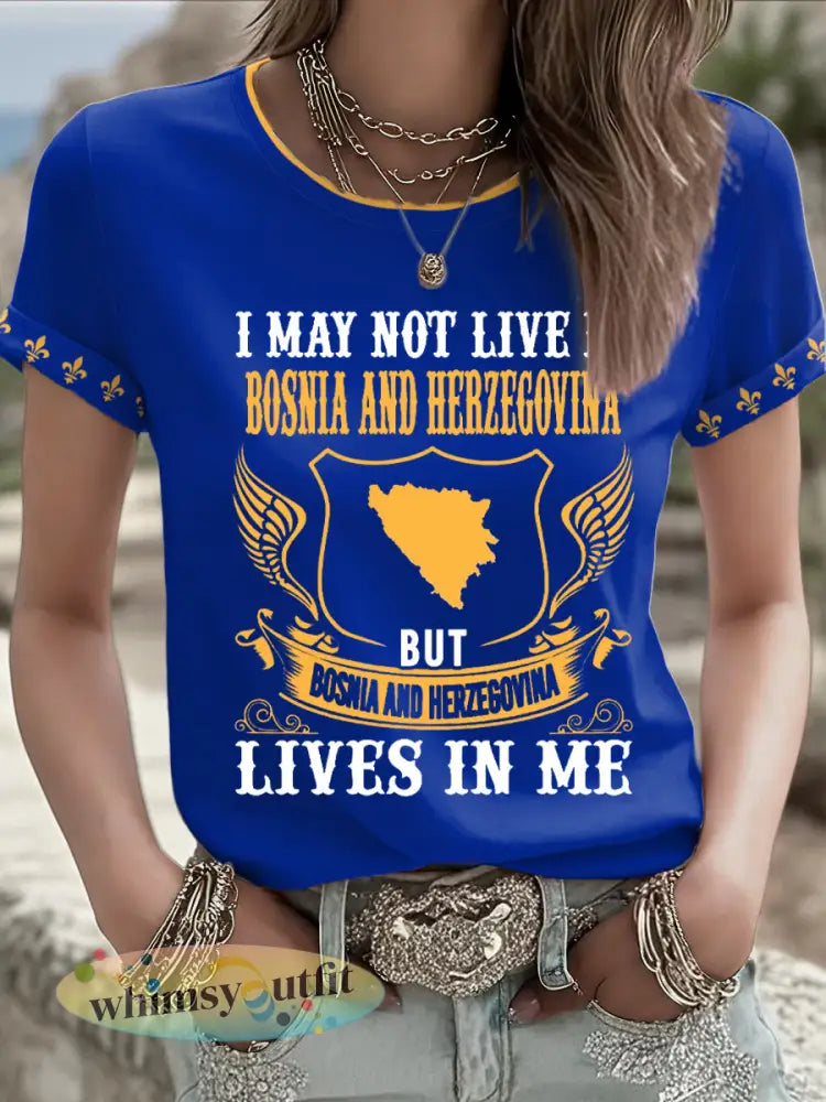 Dames Bosnië voetbal liefhebber ZMAJEVI geprint T-shirt - Blauw / S
