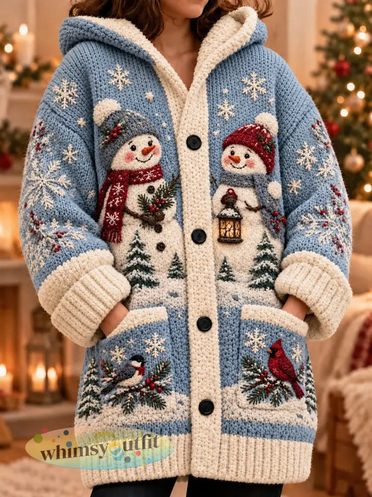 Dames kerst composiet fleece lange jas - Blauw / S