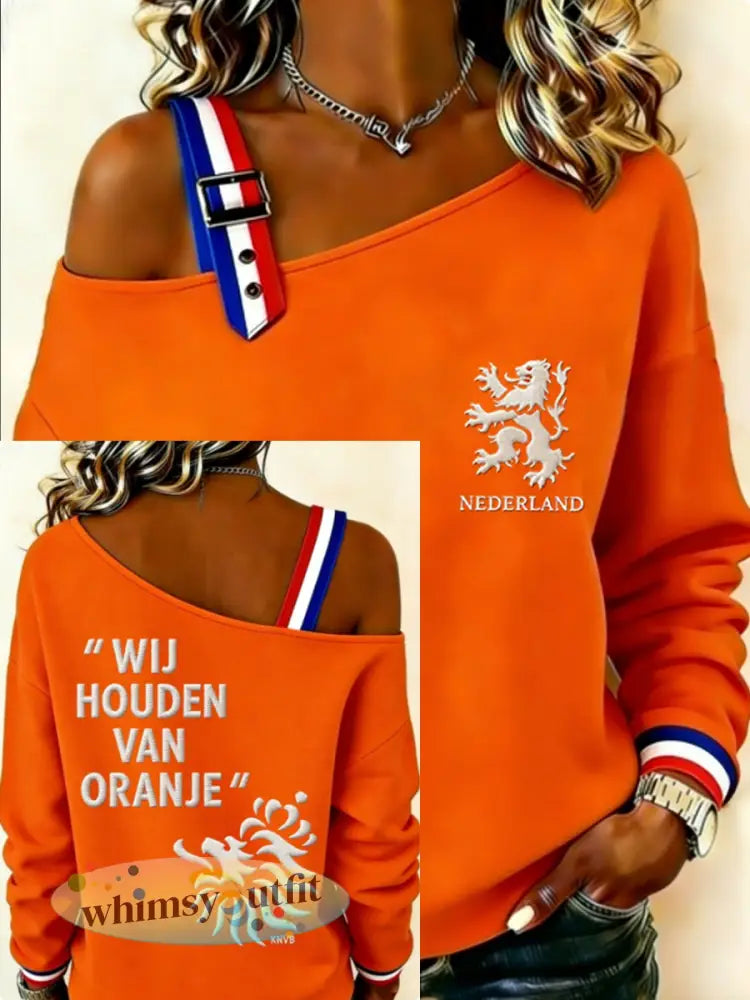 Dames Konings Dag Sweatshirt - Sinaasappel / S
