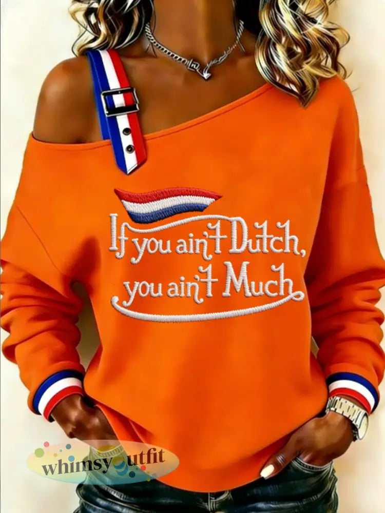 Dames Konings Dag Sweatshirt - Sinaasappel / S