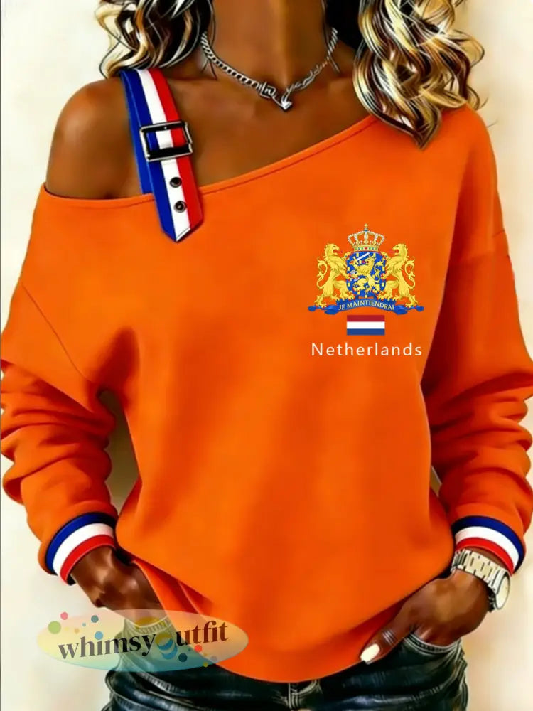 Dames Konings Dag Sweatshirt - Sinaasappel / S