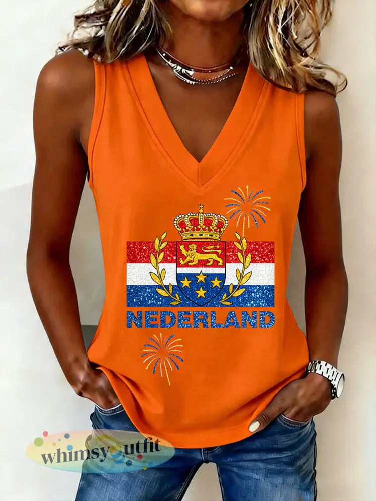 Dames koningsdag element Vest met V-hals - A / S