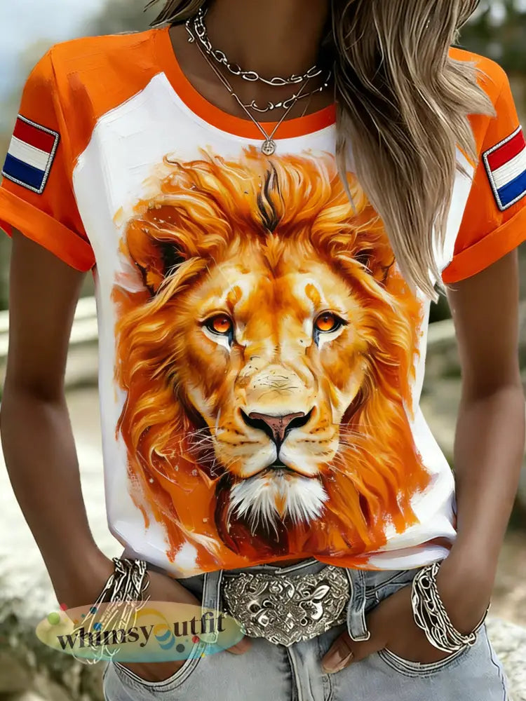 Dames koningsdag wedstrijd herdenkingsoranje T-shirt - A / S