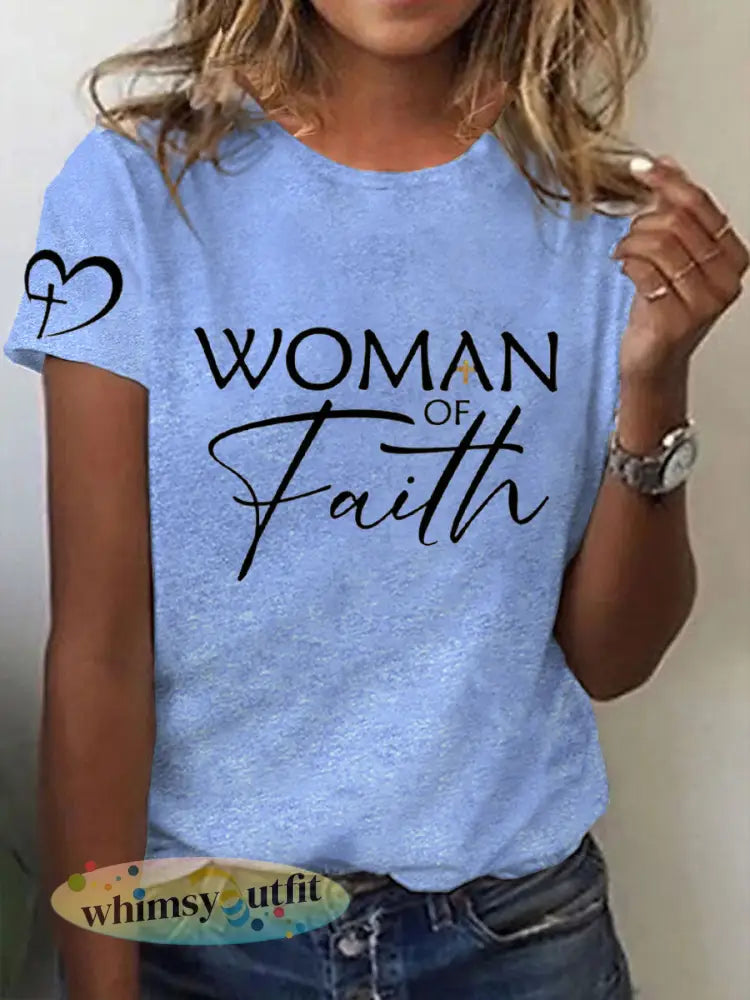 Dames Moeders Geloof Moederdag Gedrukt Casual T-shirt - Lichtblauw / S