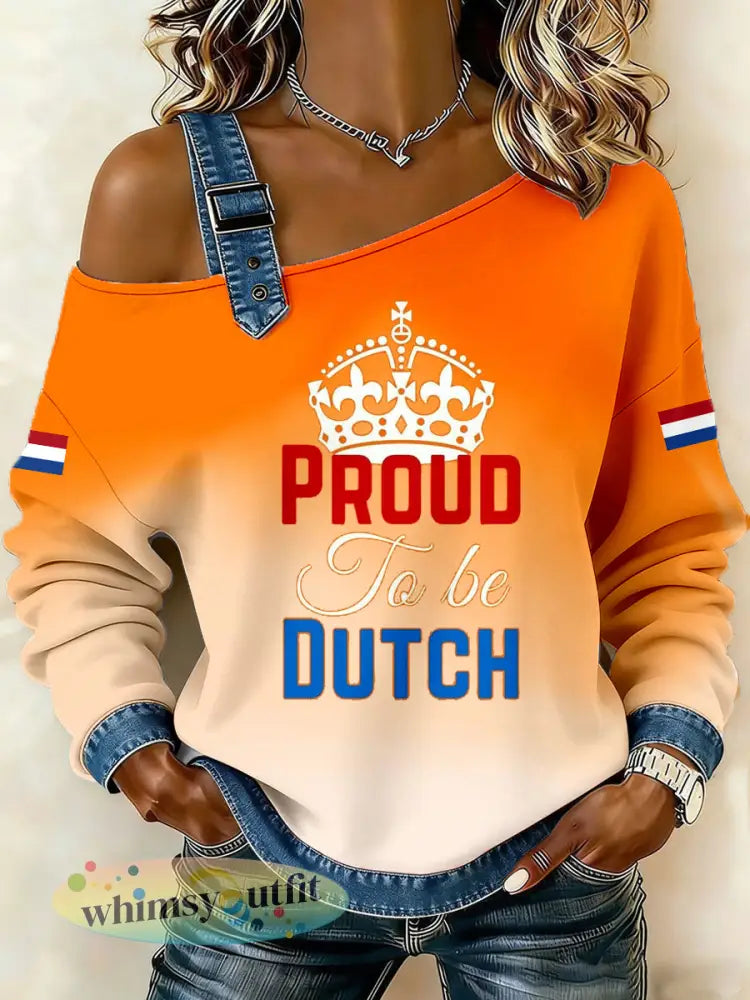 Dames Nederlandse Koningsdag Print Camisole Sweatshirt - A / S