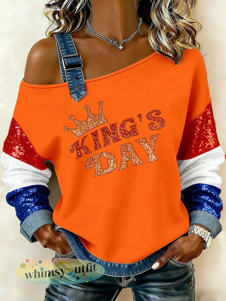 Dames Nederlandse Koningsdag Print Camisole Sweatshirt - A / S