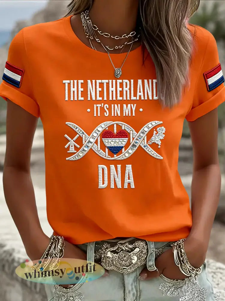 Dames Retro Koningsdag Liefdadigheid Casual T-shirt - Sinaasappel / S