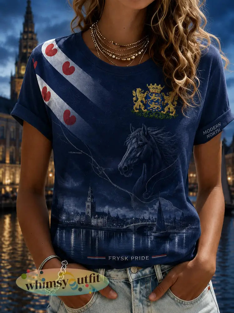 Dames-T-shirt met korte mouwen en grafische print van een stads souvenir - A / S