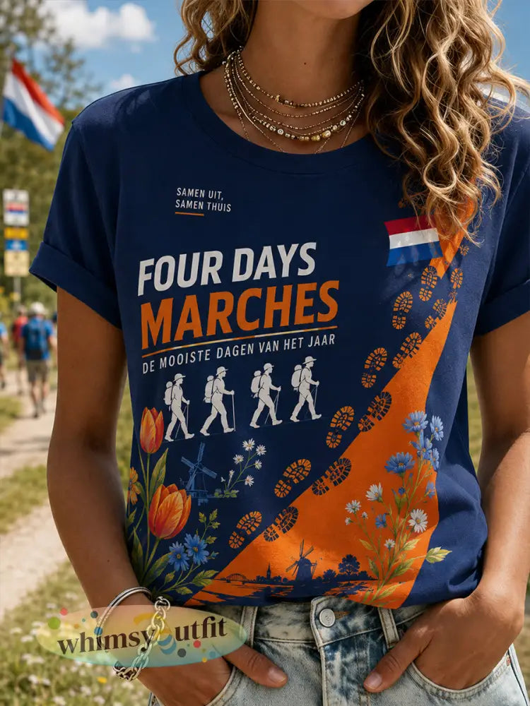 Dames-T-shirt met korte mouwen en print met vierdaagse-thema - A / S