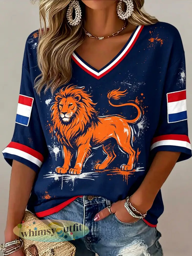 Dames T-shirt met kunstprint ter herinnering aan Koningsdag in Nederland - A / S
