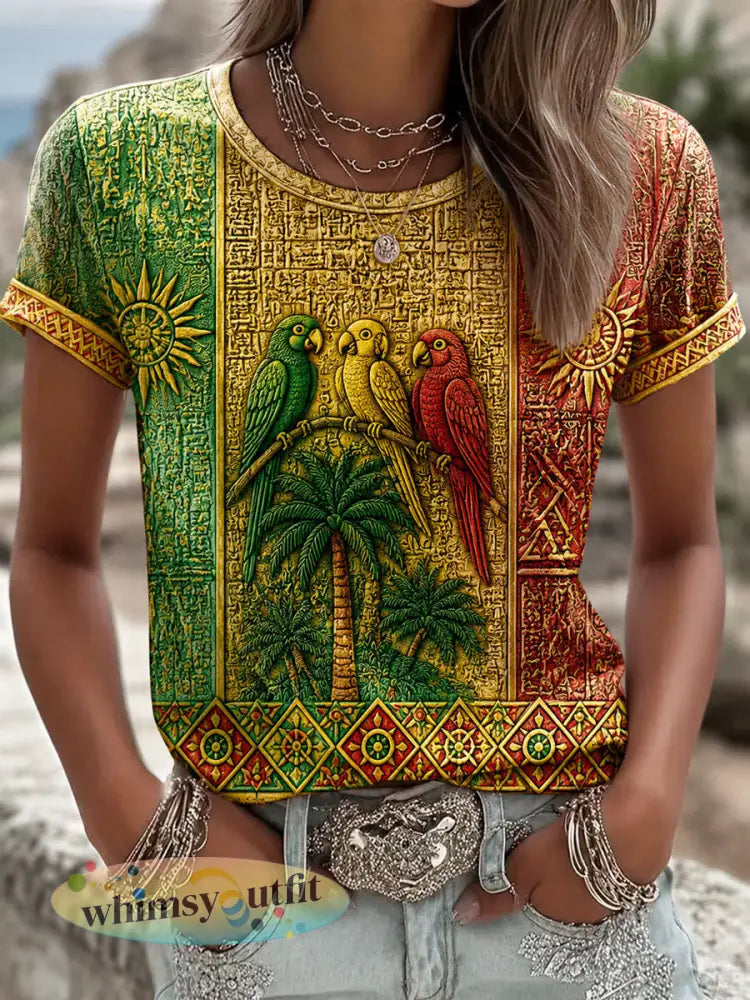Dames T-shirt met print ‘Every Little Thing Is Gonna Be Alright’ casual stijl - als foto / S