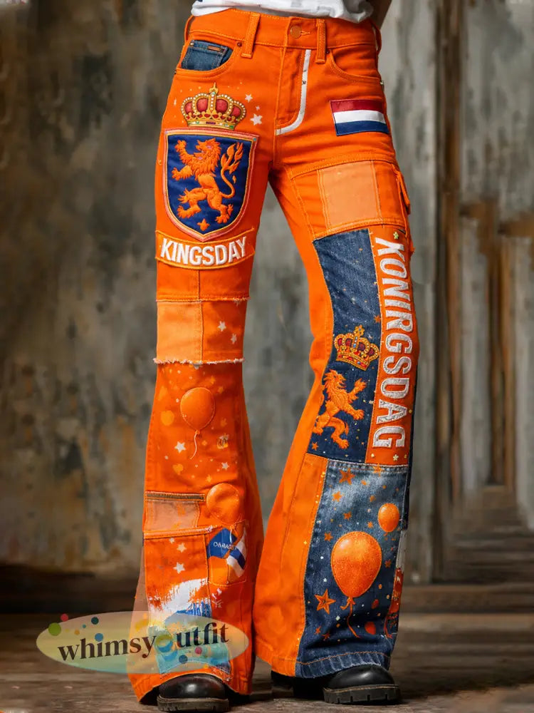 Dames vintage uitlopende broek voor Nederlandse koningsdagvieringen - A / S