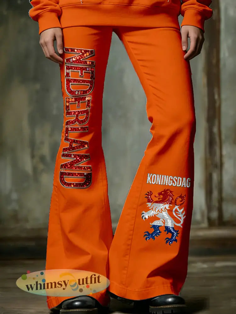 Damesbroeken in vintagestijl met uitlopende pijpen voor de Nederlandse Koningsdagviering - A / S