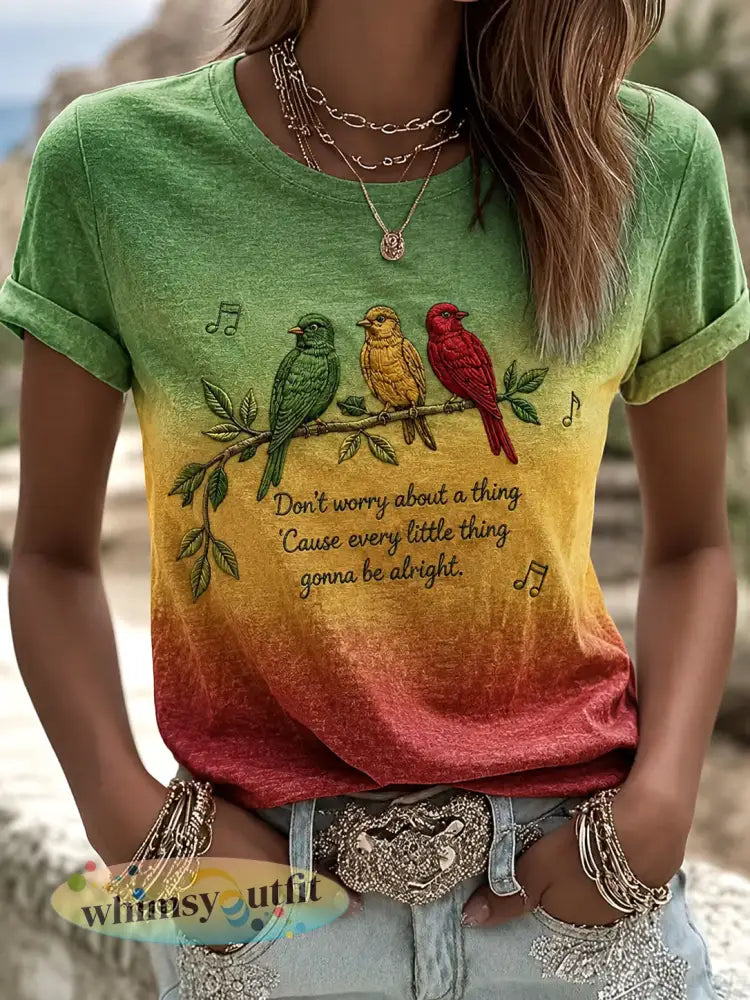 Dames‘Elke kleine ding komt goed’-geprinte casual T-shirt - als foto / S