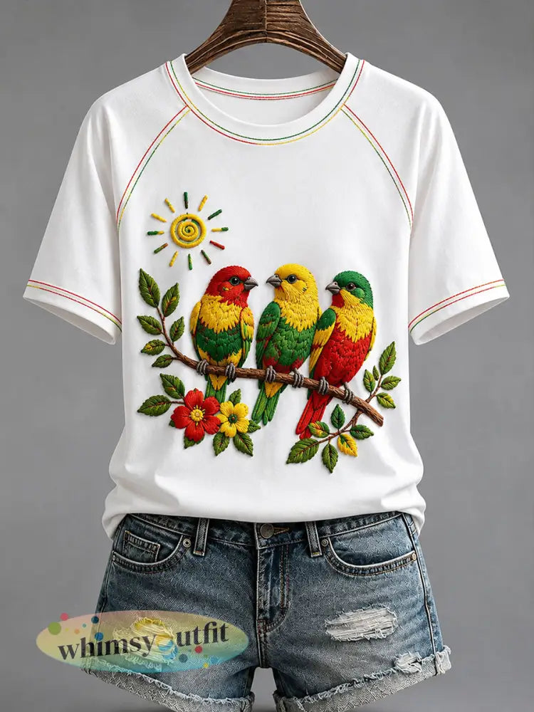Dames‘Elke kleine ding komt goed’-geprinte casual T-shirt - Wit / S