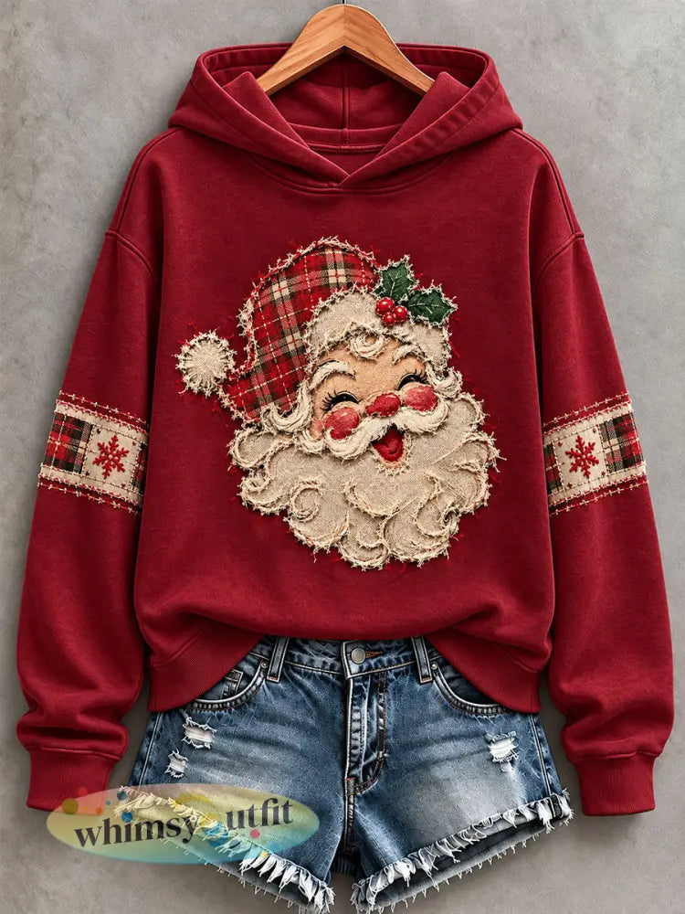 Dameshoodie met kerstprint - Wijnrood / S