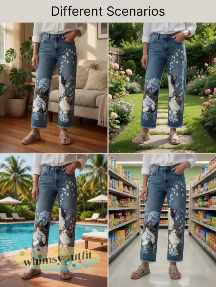 Damesjeans met dierenartprint