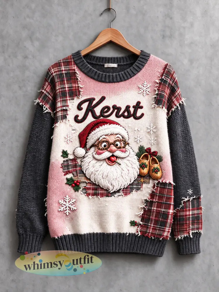 Dameskersttrui met Hollandse ruit patchworkprint en casual model - Veelkleurig / S