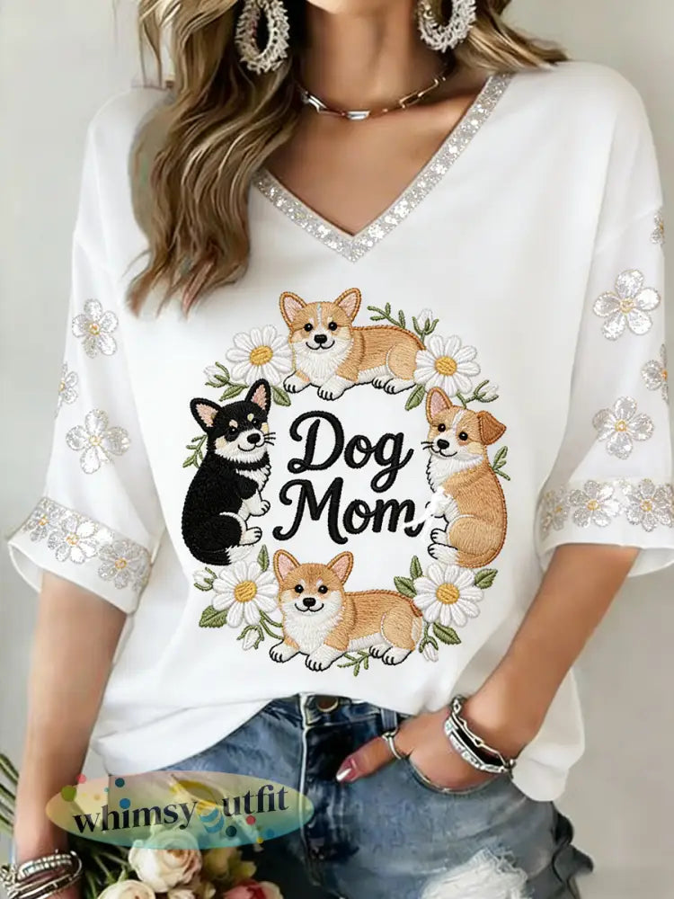 Damesmode Moederdag bedrukt casual topje - als foto / S