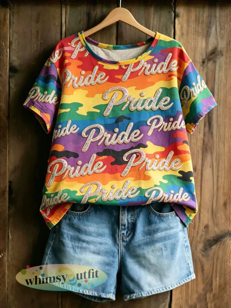 Damespride-maand print casual t-shirt - als foto / S
