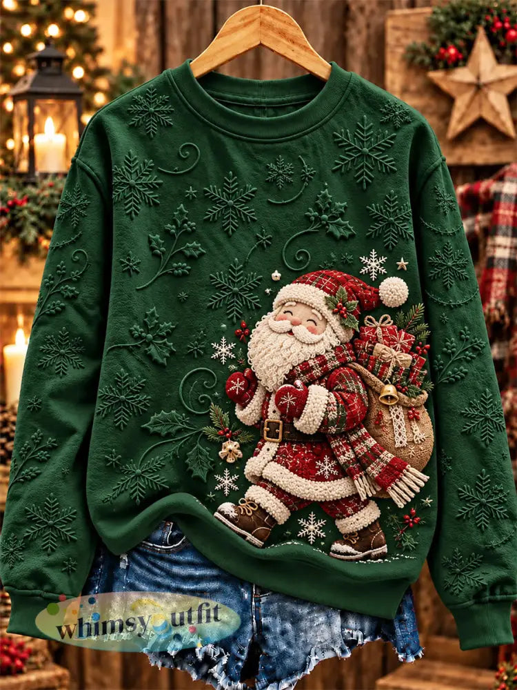 Damessweatshirt met kerstprint - Groen / S