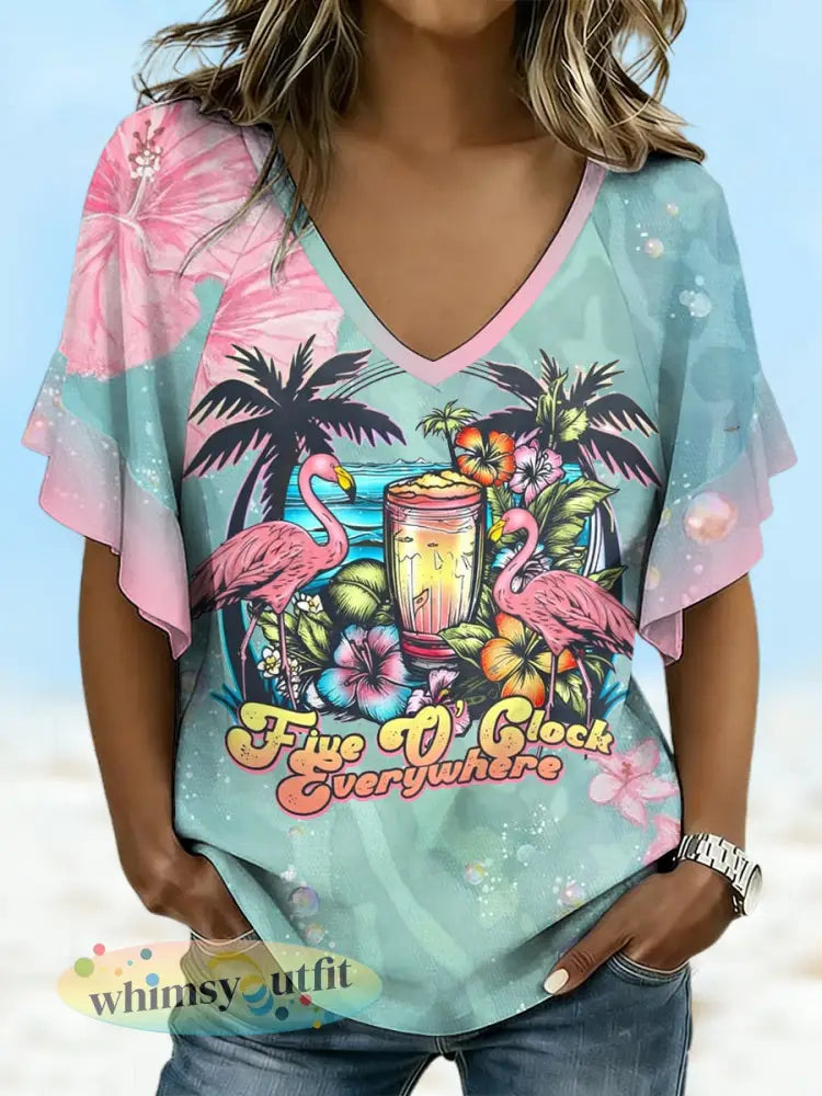 Damesvakantie strandstijl Margs Lover bedrukt T-shirt - als foto / S
