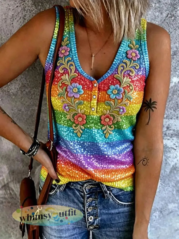 Damesvest met regenboogprint casual - als foto / S