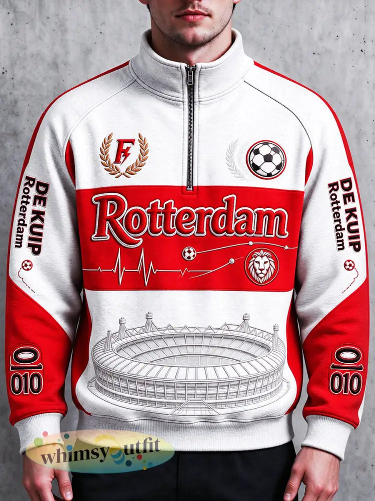 Feyenoord Nederlands Voetbal Patchwork Print Casual Sweatshirt - Wit / S