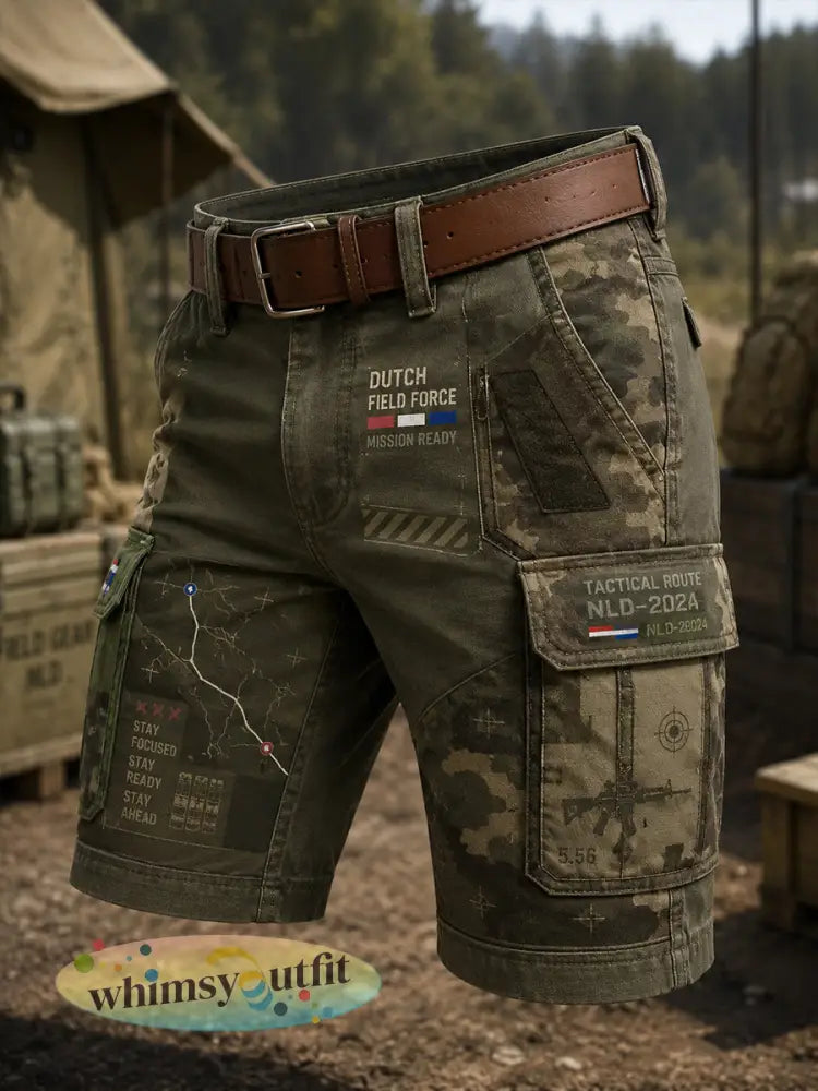 Gecropde cargobroek voor heren met militair camouflageprint - A / S