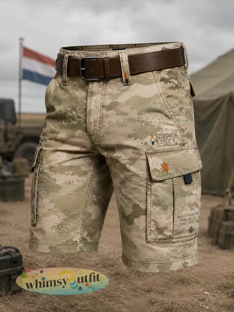 Gecropde cargobroek voor heren met militair camouflageprint - A / S