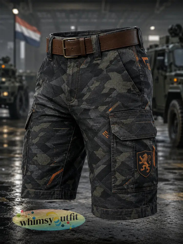 Gecropde cargobroek voor heren met militair camouflageprint - A / S