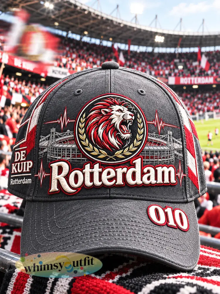 Grijze Nederlandse Feyenoord-voetbalpet met leeuwenprint casual stijl - Grijs / 58CM