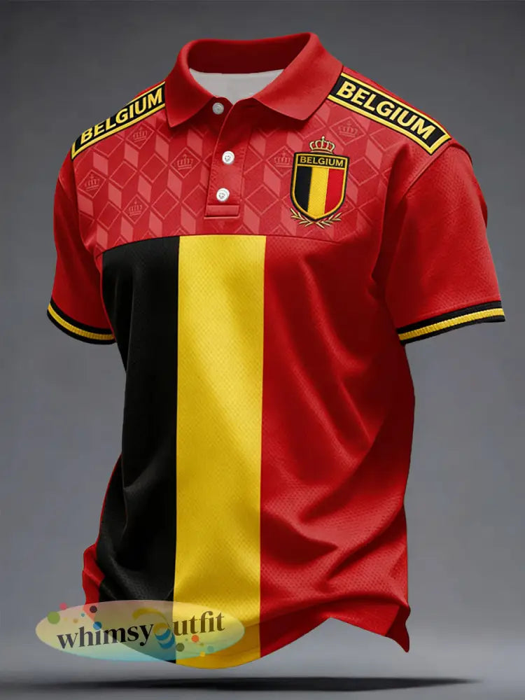 Heren België Voetbal Liefhebber Gedrukte Casual Tops - Rood / S