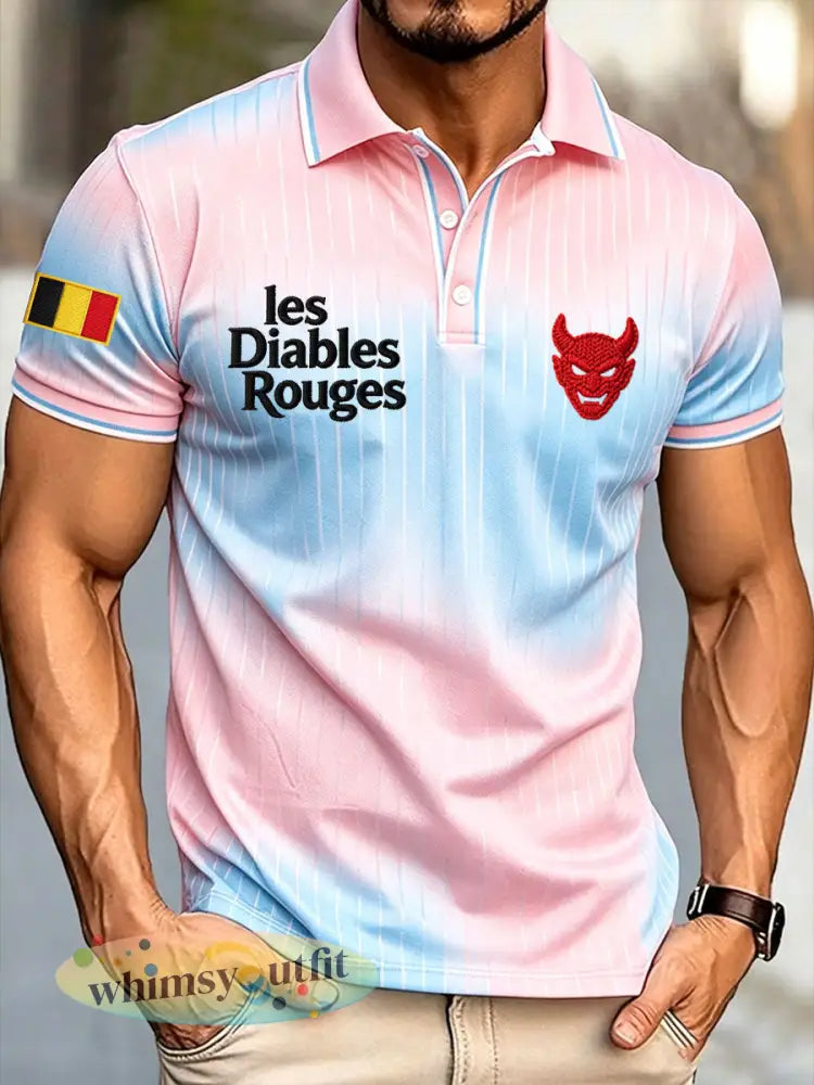 Heren België Voetbal liefhebber Les Diables Rouges Geprint Casual Tops - als foto / S
