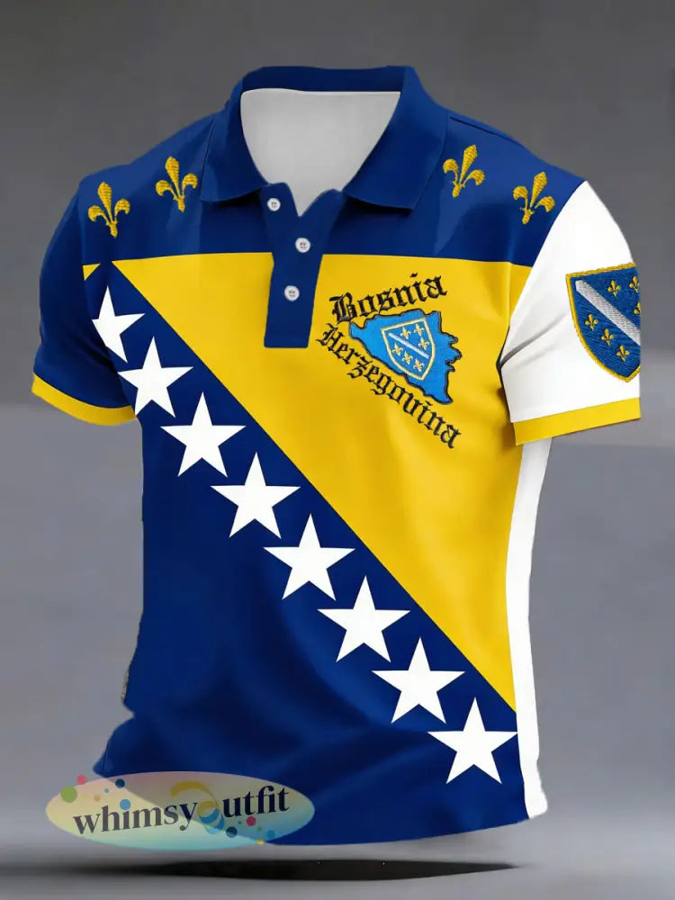 Heren Bosnië ZMAJEVI voetbal liefhebber bedrukt poloshirt - als foto / S