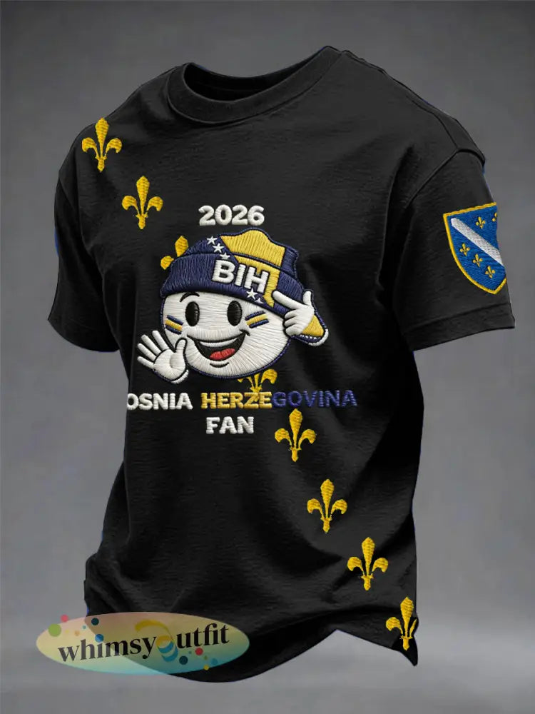 Heren Bosnië ZMAJEVI Voetbal liefhebber bedrukt t-shirt met korte mouwen - Zwart / S