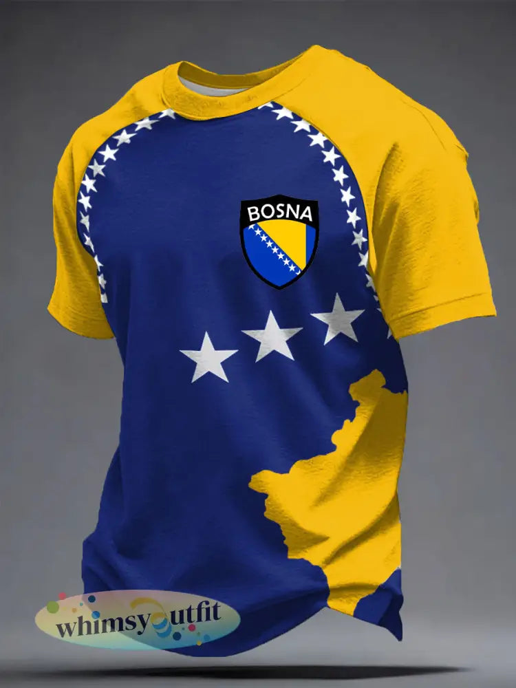 Heren Bosno ZMAJEVI Voetballover Geprint T-shirt - Blauw / S